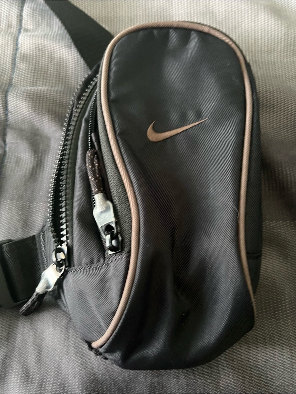Nike Black Sling Belt Bag with Brown Trim